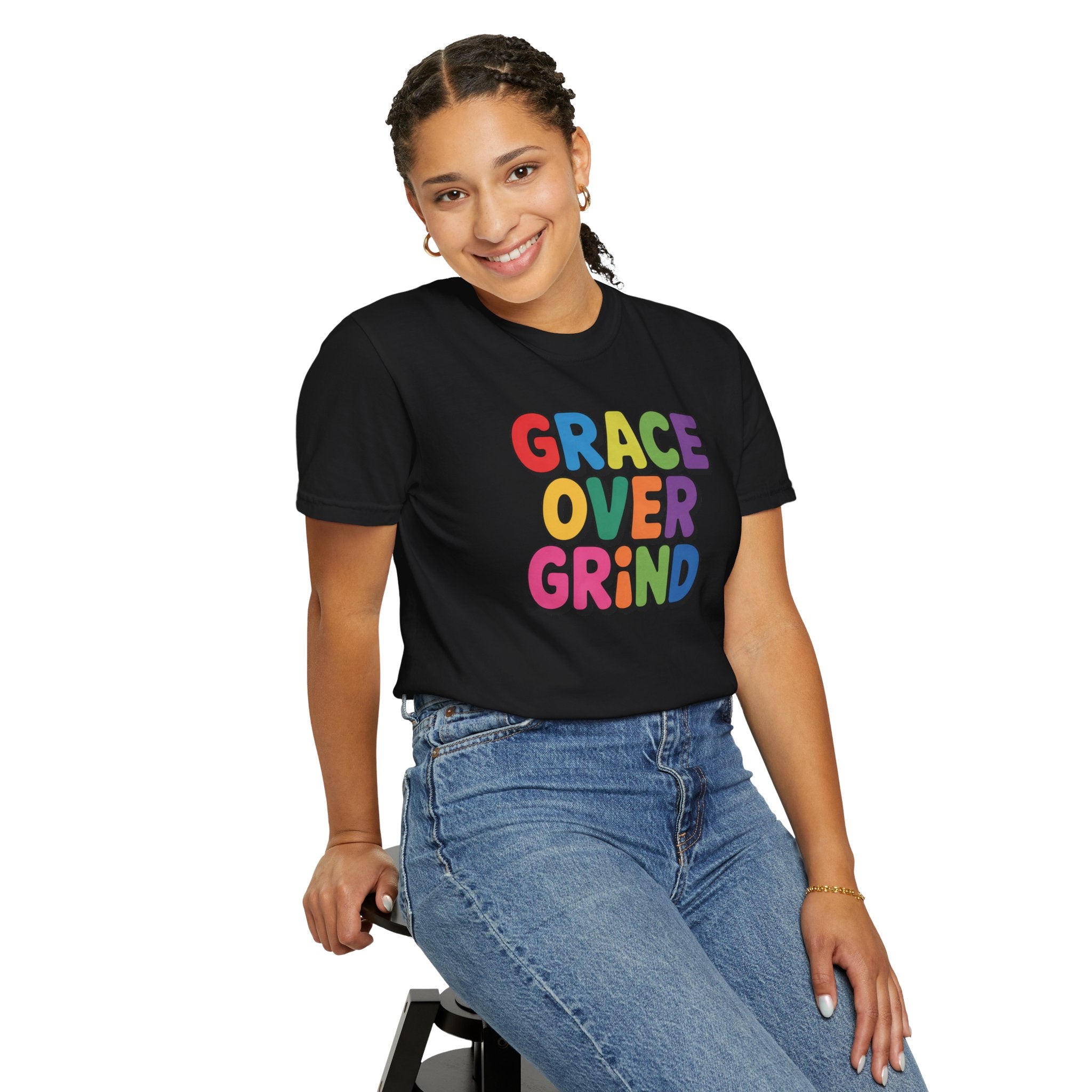 Grace Over Grind T-Shirt — Colorful Positive Faith Tee