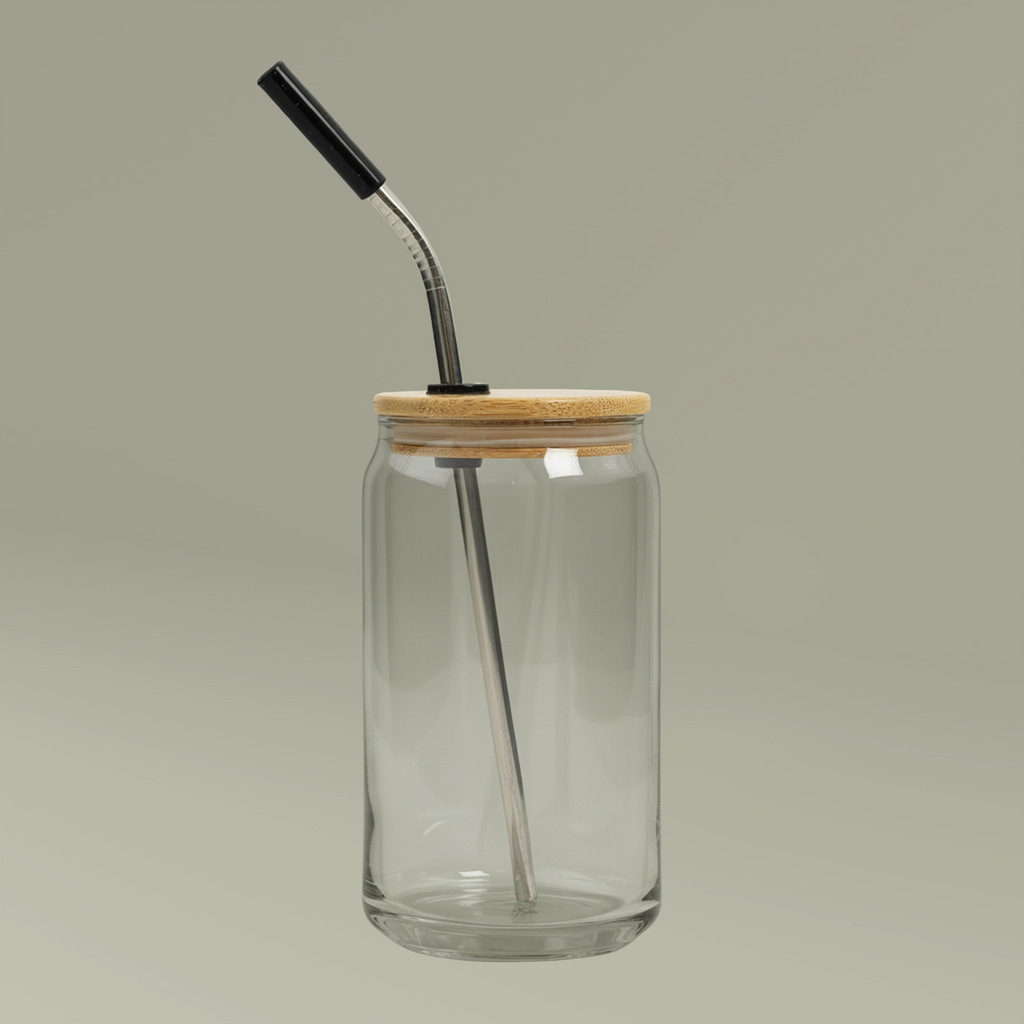 Can Glass — 'Drip or Dry' 16oz Mason Jar with Lid & Straw