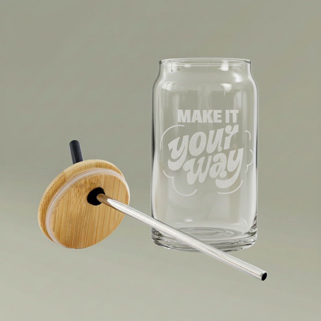 Can Glass — 'Drip or Dry' 16oz Mason Jar with Lid & Straw