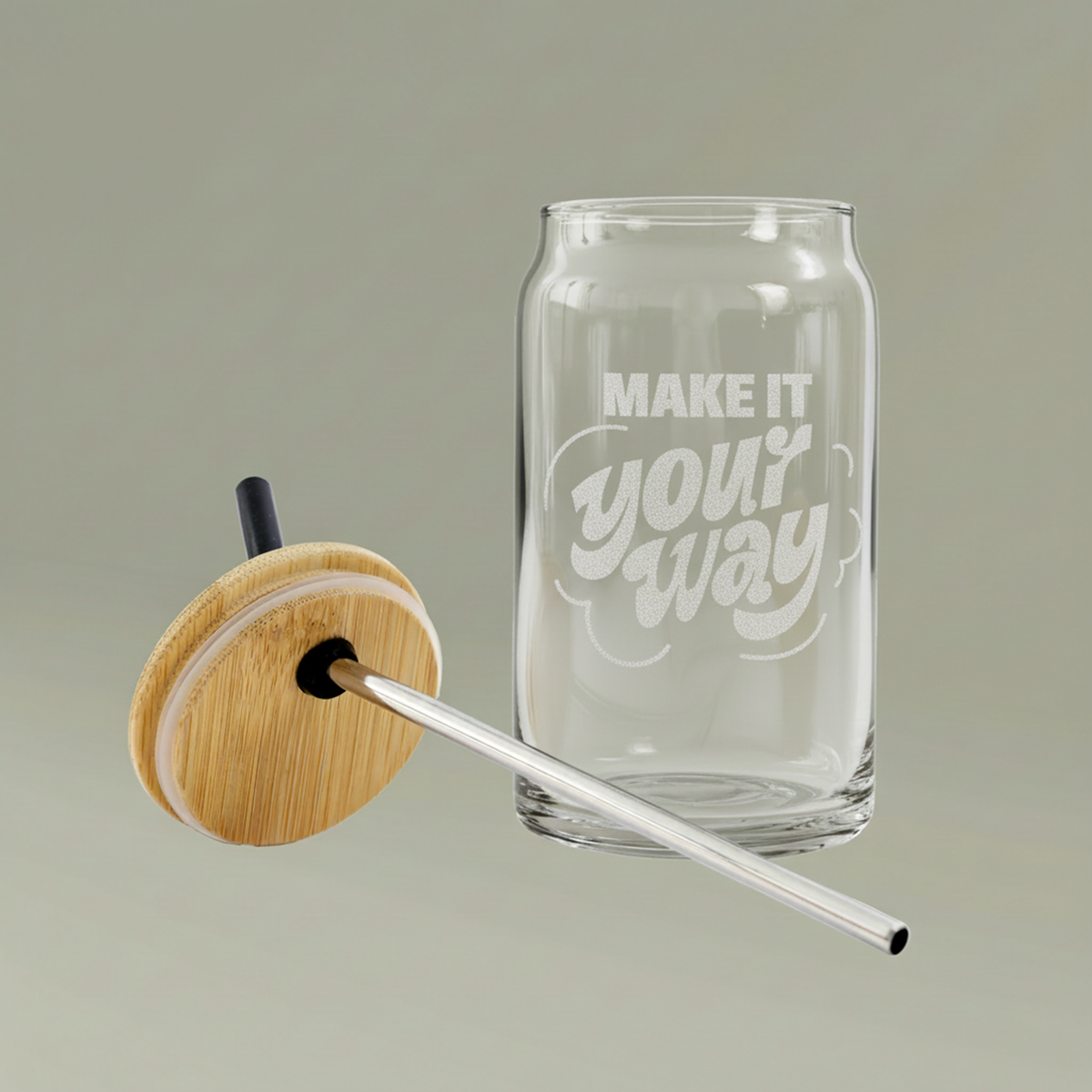 Can Glass — 'Drip or Dry' 16oz Mason Jar with Lid & Straw