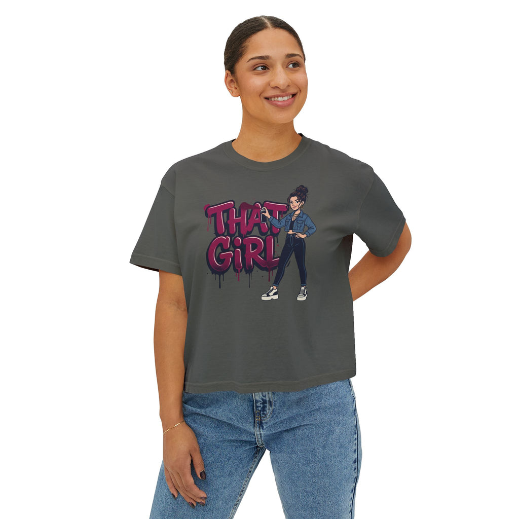 That Girl Unbothered Boxy Crop Tee