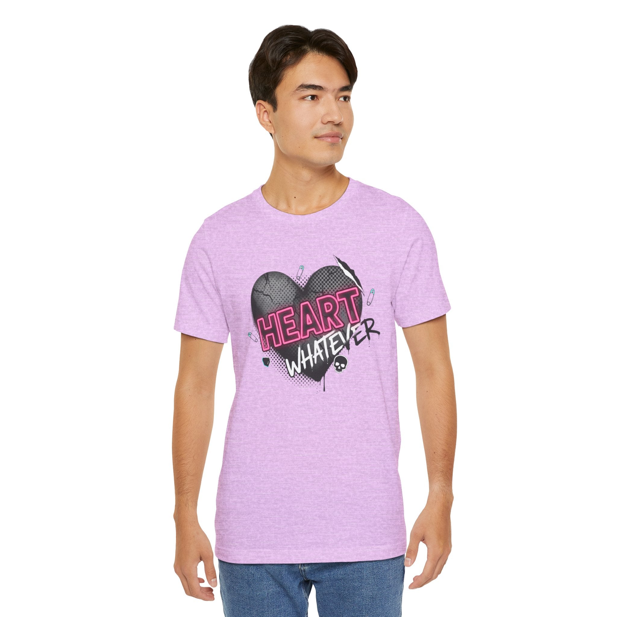 Heart Whatever T-Shirt — Edgy Pink & Black Graphic Tee