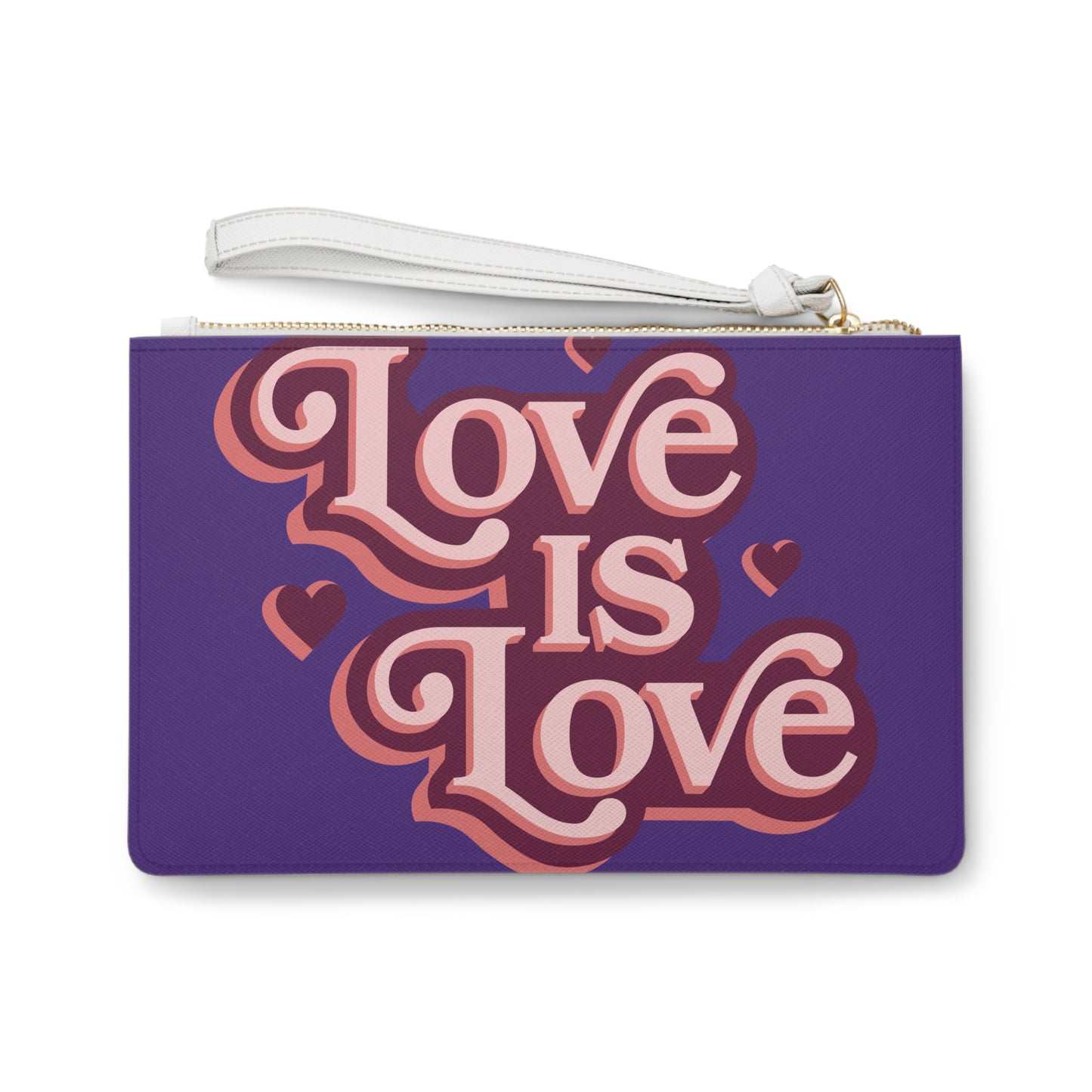 Love is Love Clutch Bag - Trendy Purple Pouch for Celebrating Pride and Love