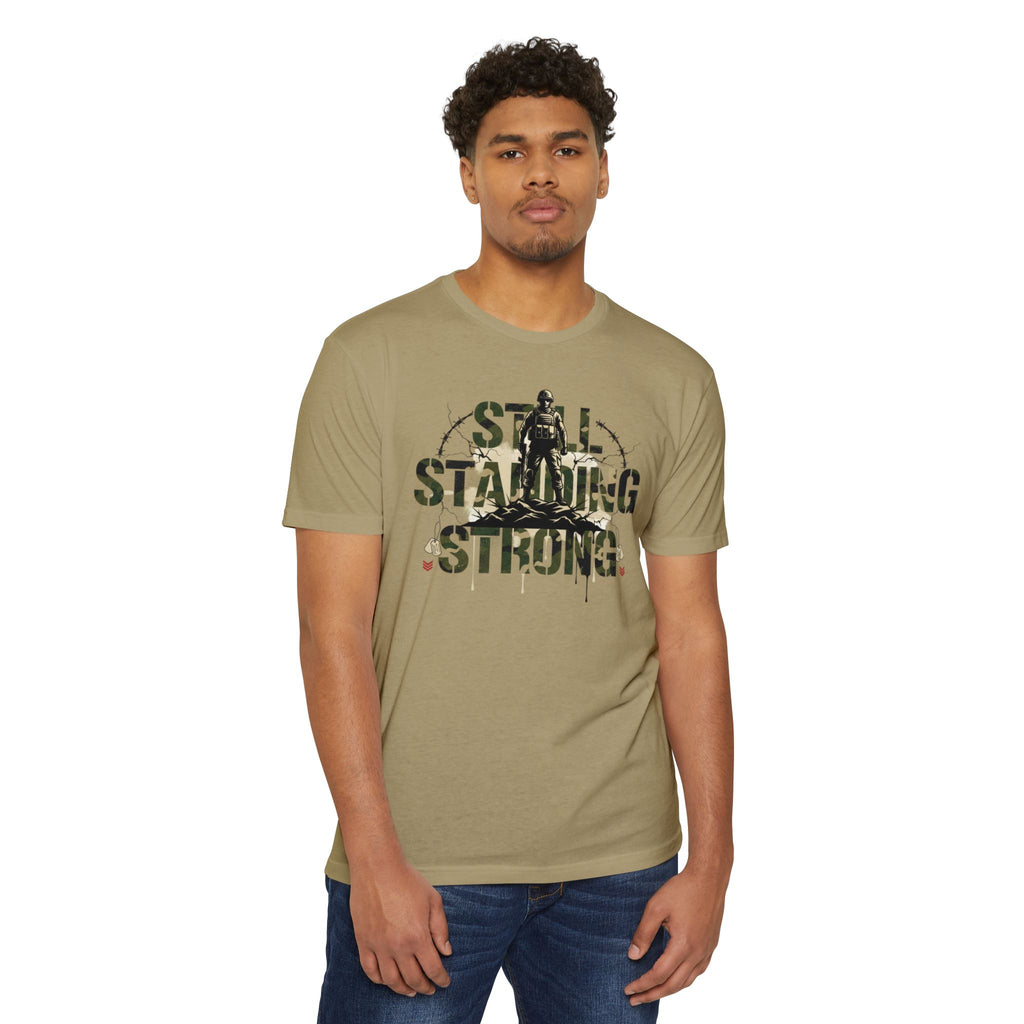 Still Standing Strong T-Shirt — Military Camouflage Resilience Tee