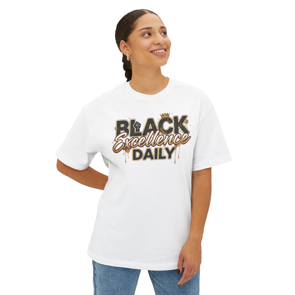 Black Excellence Daily Boxy Tee — Oversized Graphic T-Shirt