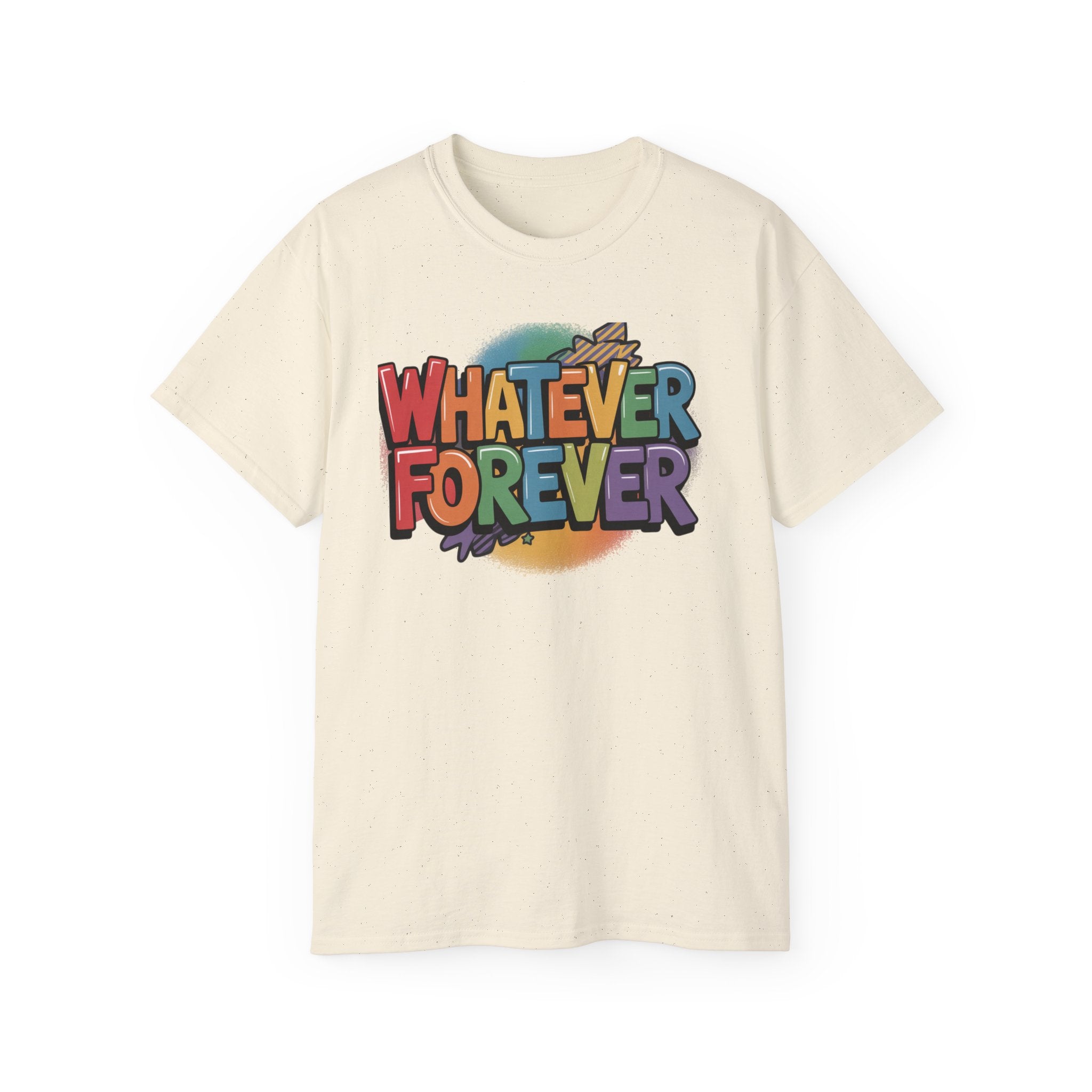 Whatever Forever Graphic Tee — Retro Rainbow Casual T‑Shirt