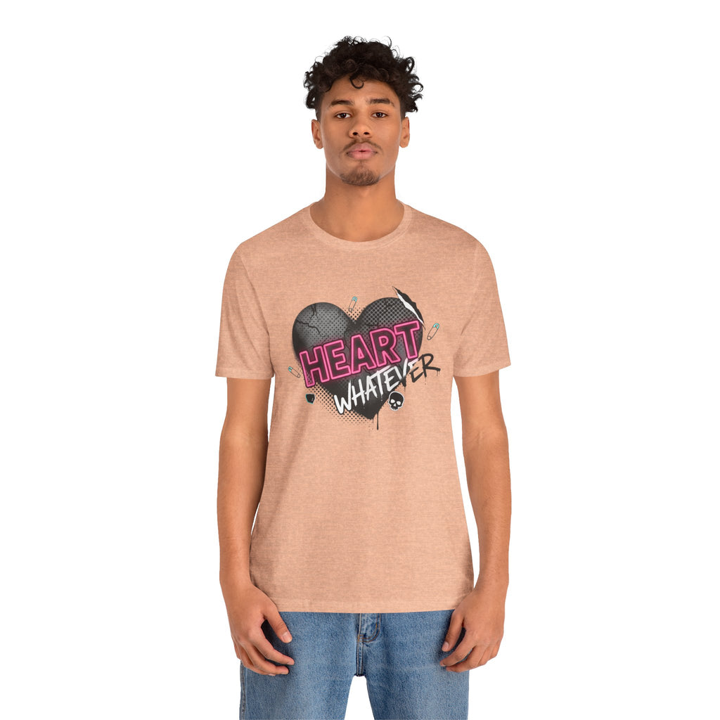 Heart Whatever T-Shirt — Edgy Pink & Black Graphic Tee
