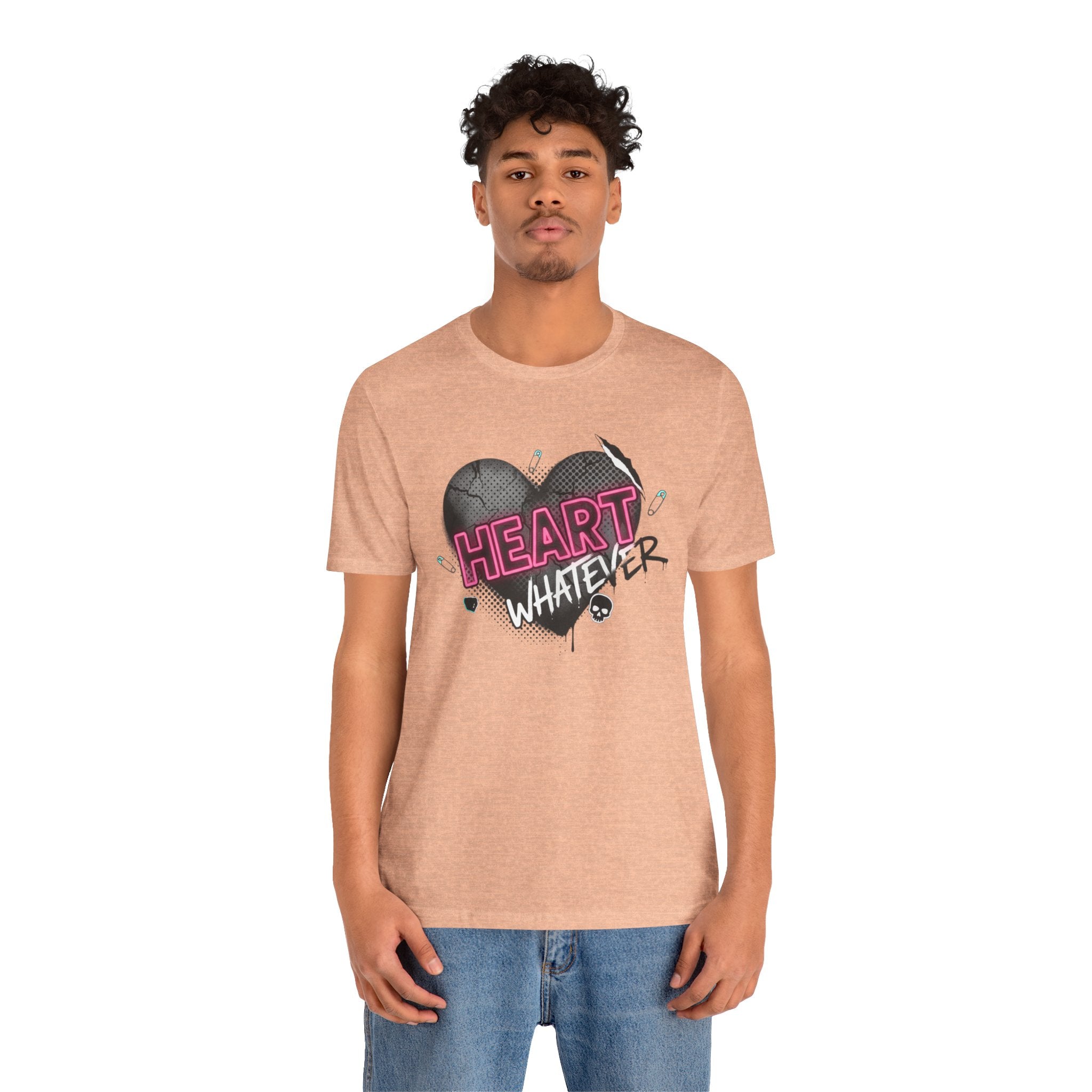 Heart Whatever T-Shirt — Edgy Pink & Black Graphic Tee