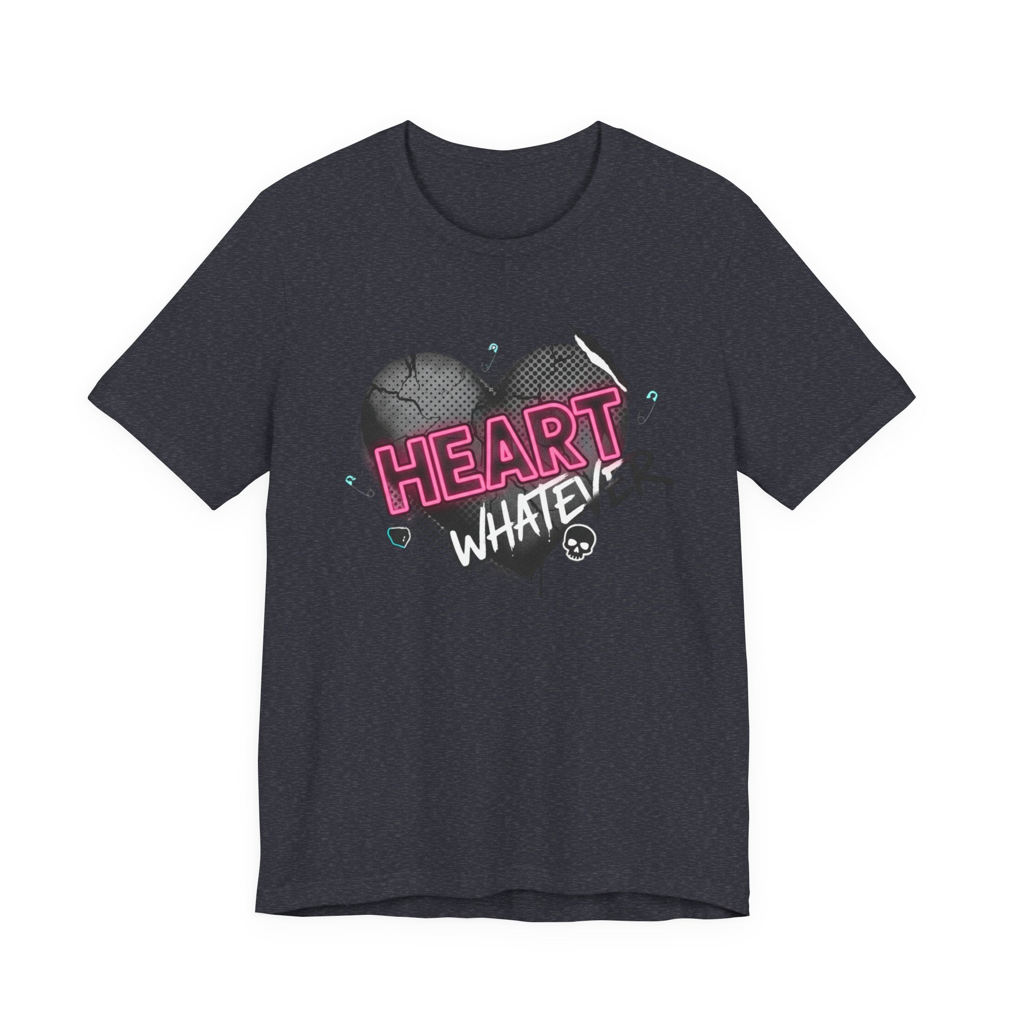 Heart Whatever T-Shirt — Edgy Pink & Black Graphic Tee