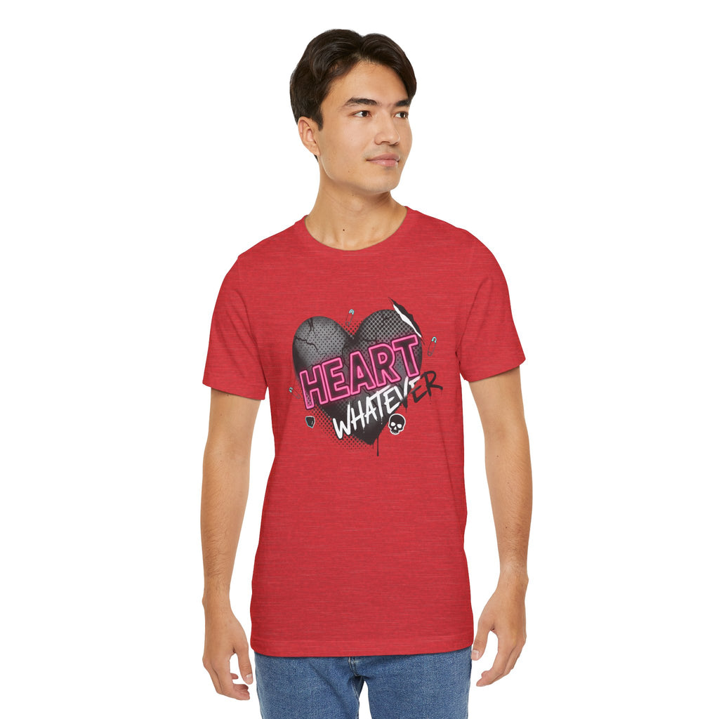 Heart Whatever T-Shirt — Edgy Pink & Black Graphic Tee