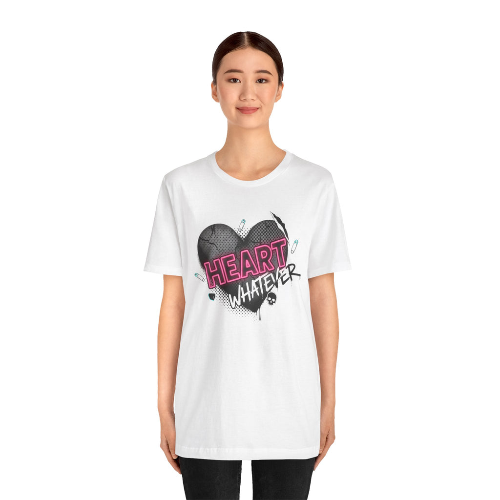 Heart Whatever T-Shirt — Edgy Pink & Black Graphic Tee