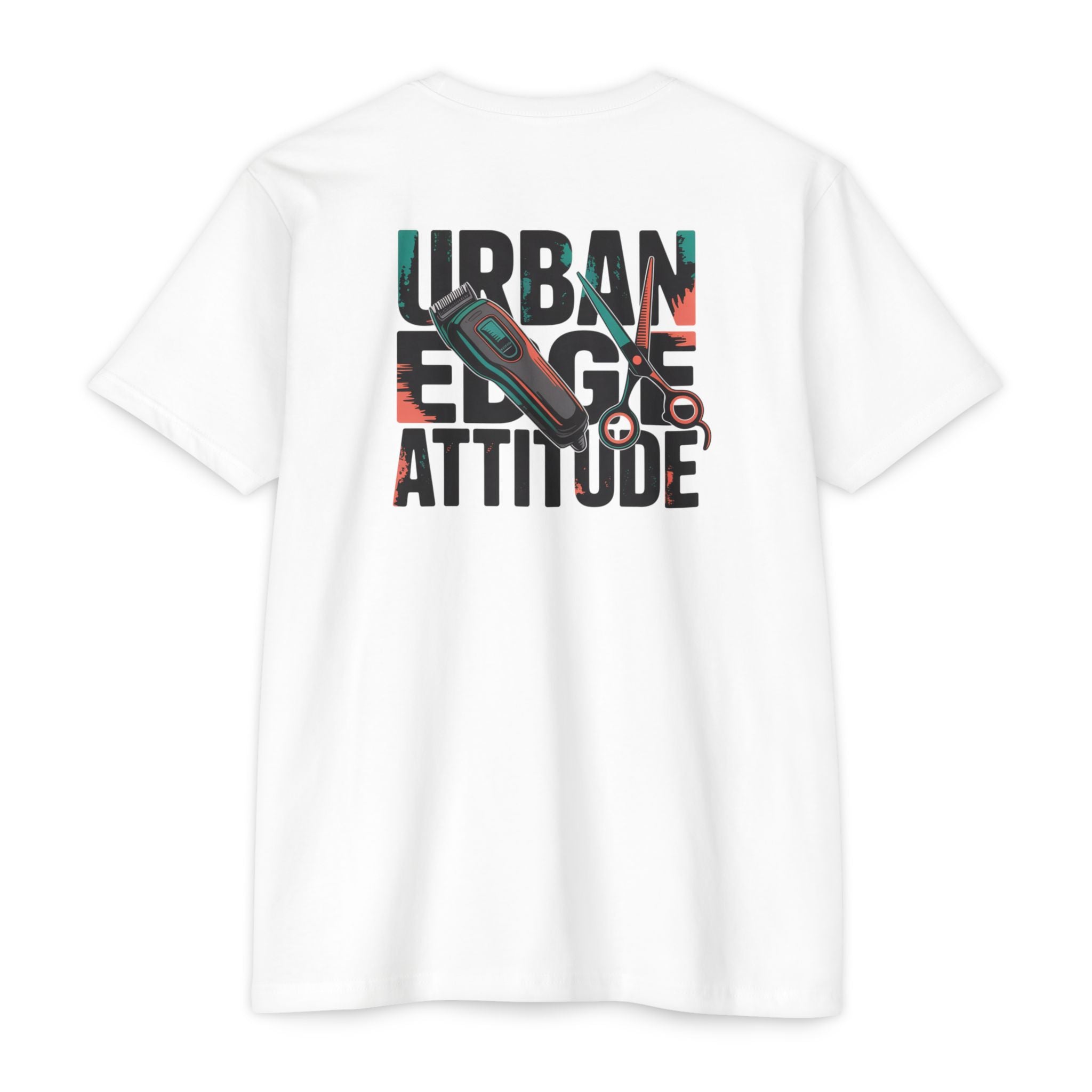 Barber Chair Graphic T‑Shirt — "Urban Edge Attitude" Back Print