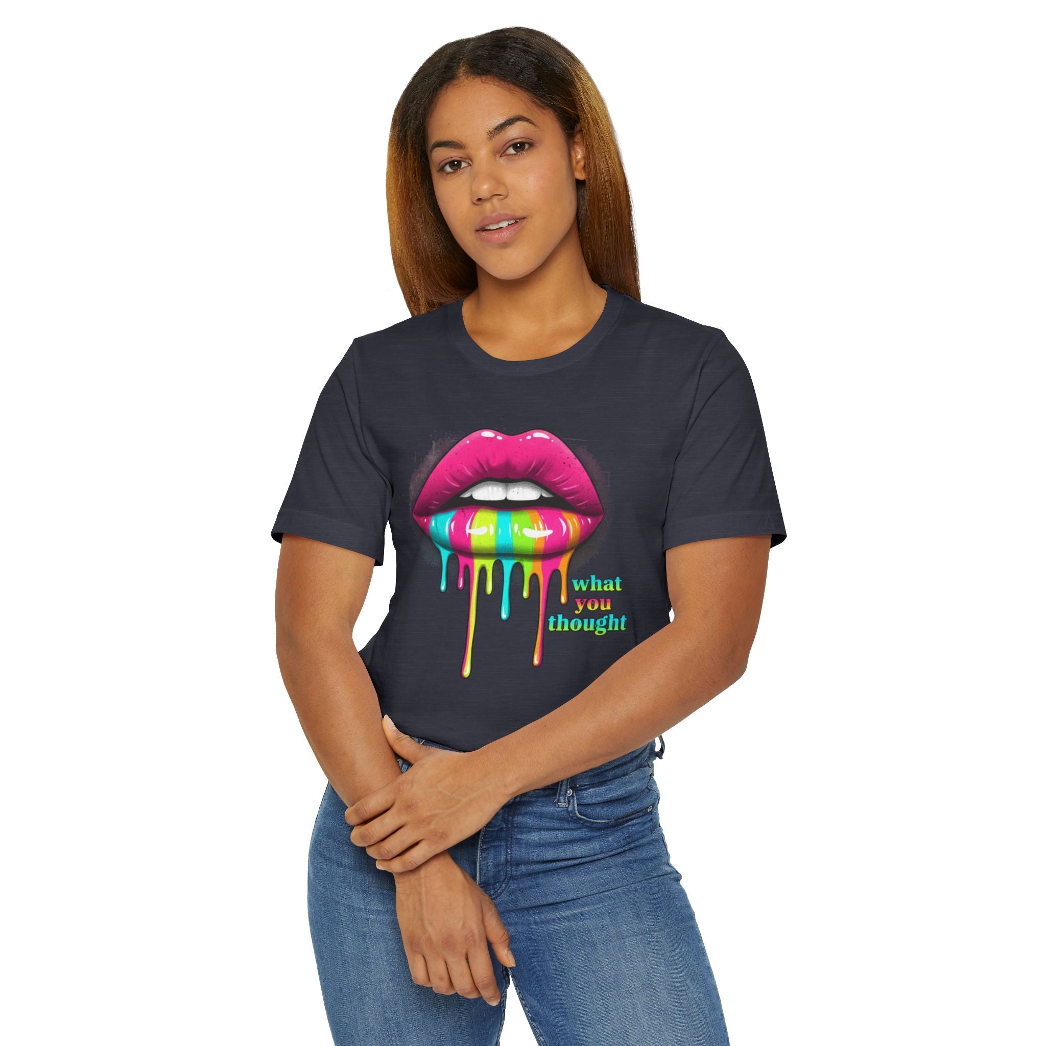 Dripping Rainbow Lips T-Shirt — "What You Thought" Graphic Tee
