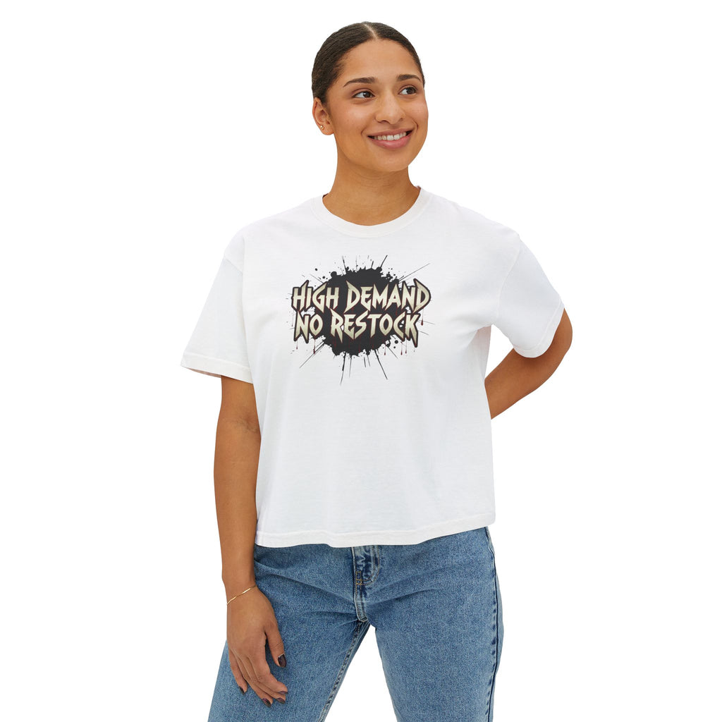 High Demand No Restock Boxy Tee — Women's Graphic Cropped T-Shirt