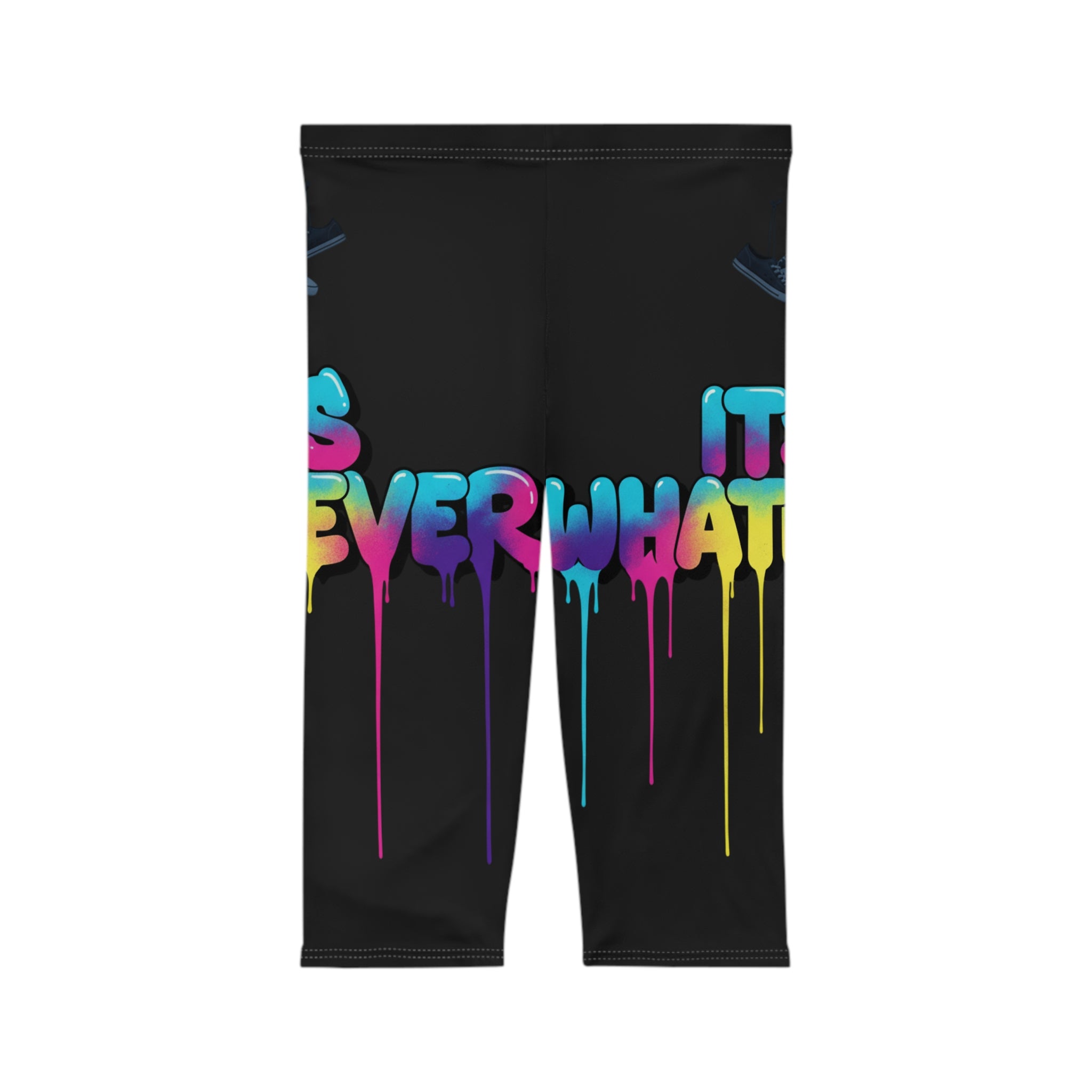 Capri Leggings — Dripping Rainbow Graffiti "Whatever It Is" Capri Leggings
