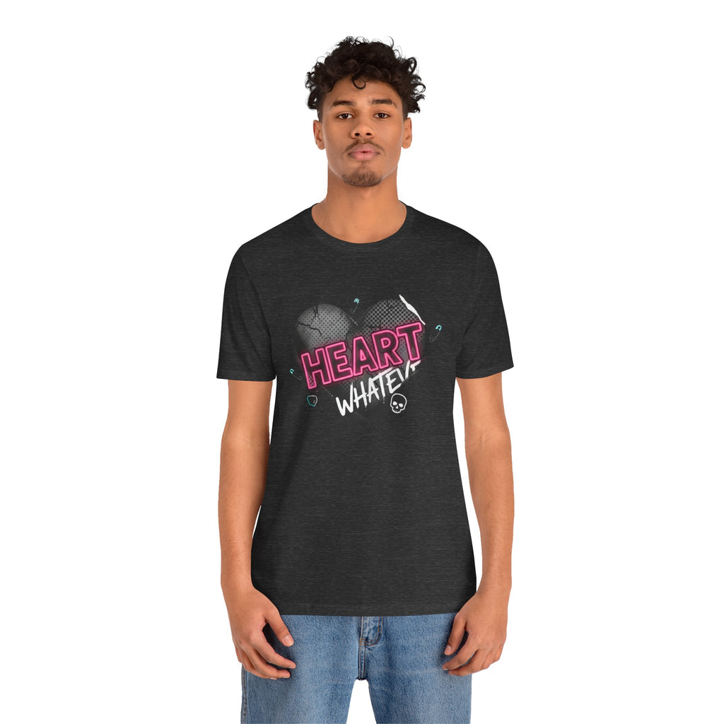 Heart Whatever T-Shirt — Edgy Pink & Black Graphic Tee