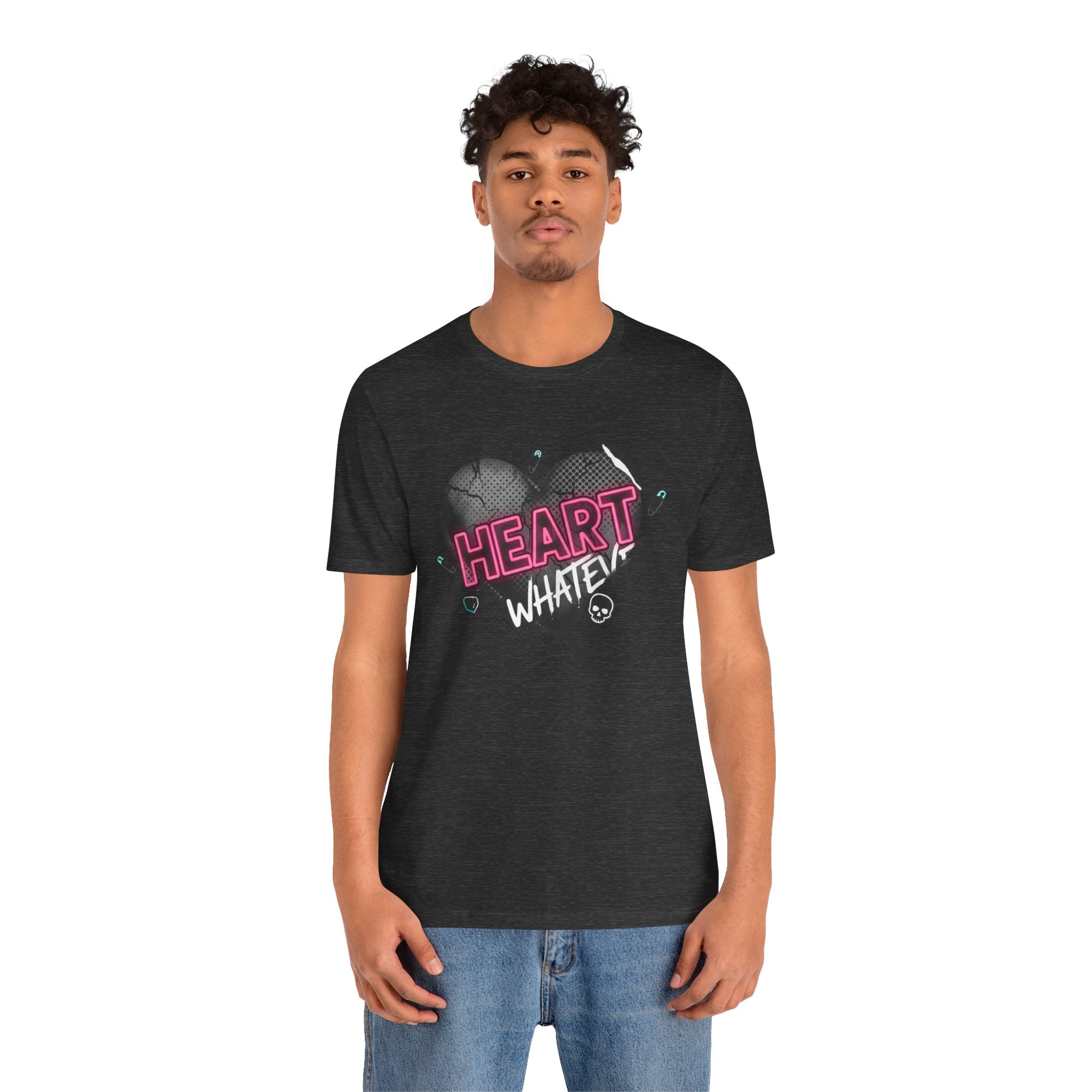 Heart Whatever T-Shirt — Edgy Pink & Black Graphic Tee