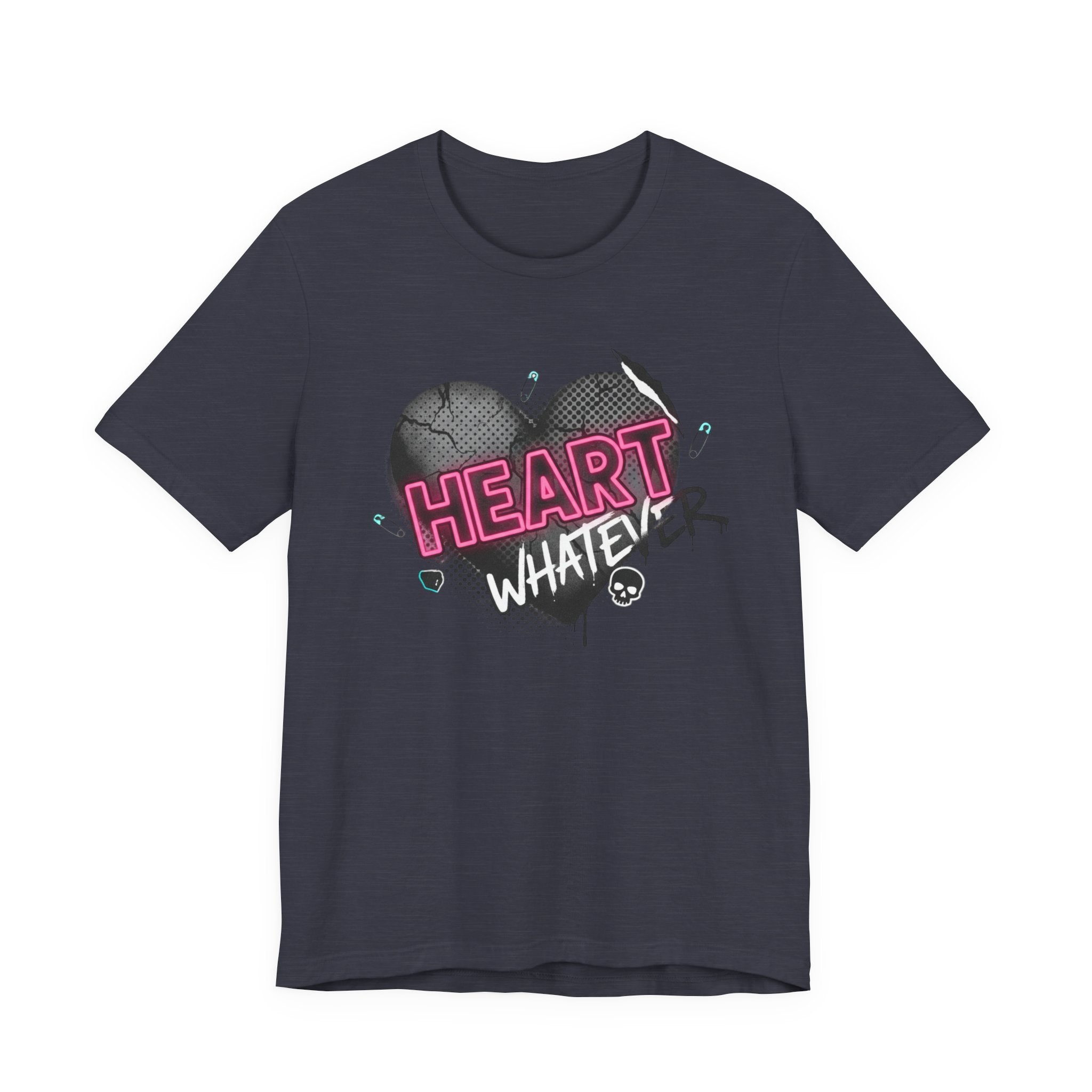 Heart Whatever T-Shirt — Edgy Pink & Black Graphic Tee