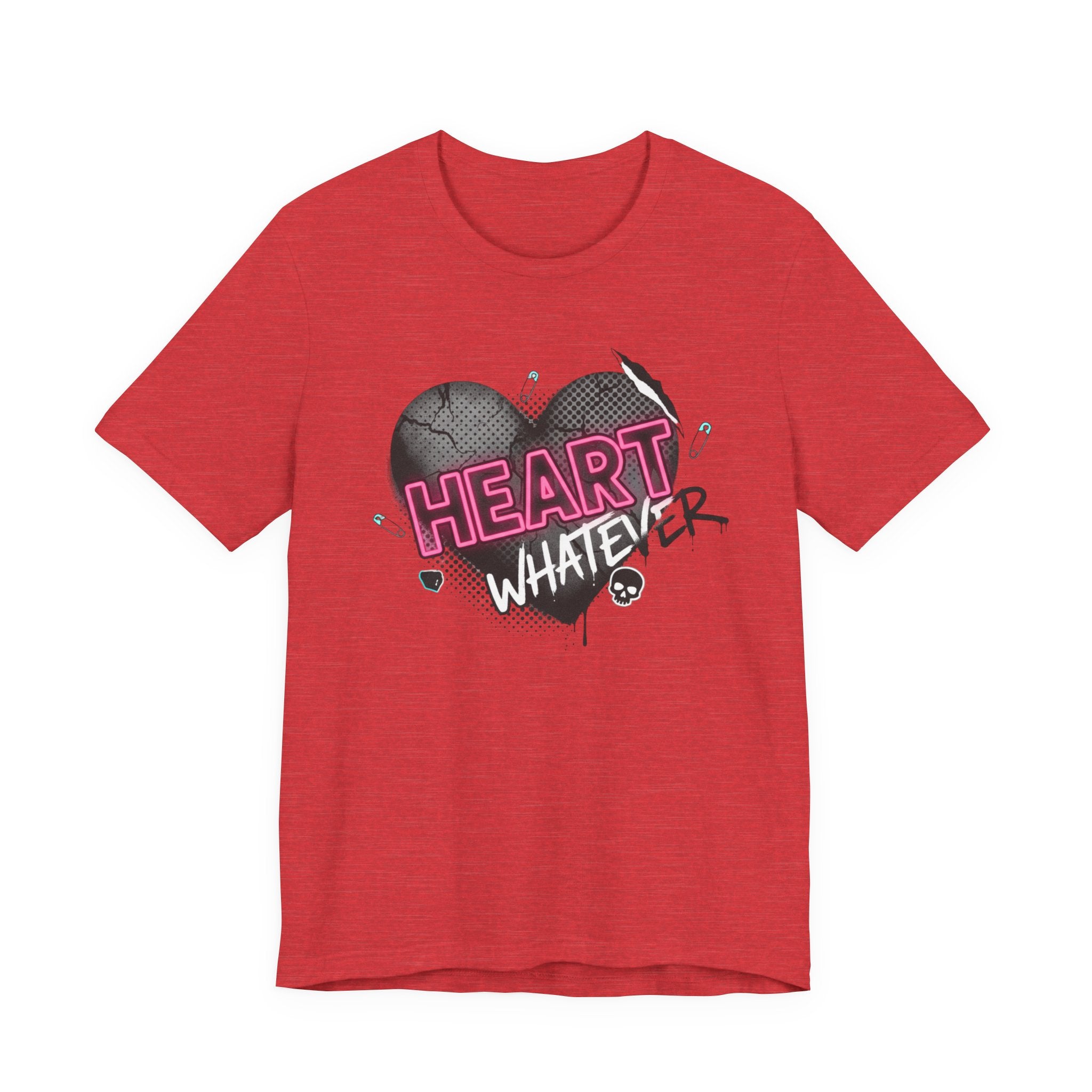 Heart Whatever T-Shirt — Edgy Pink & Black Graphic Tee