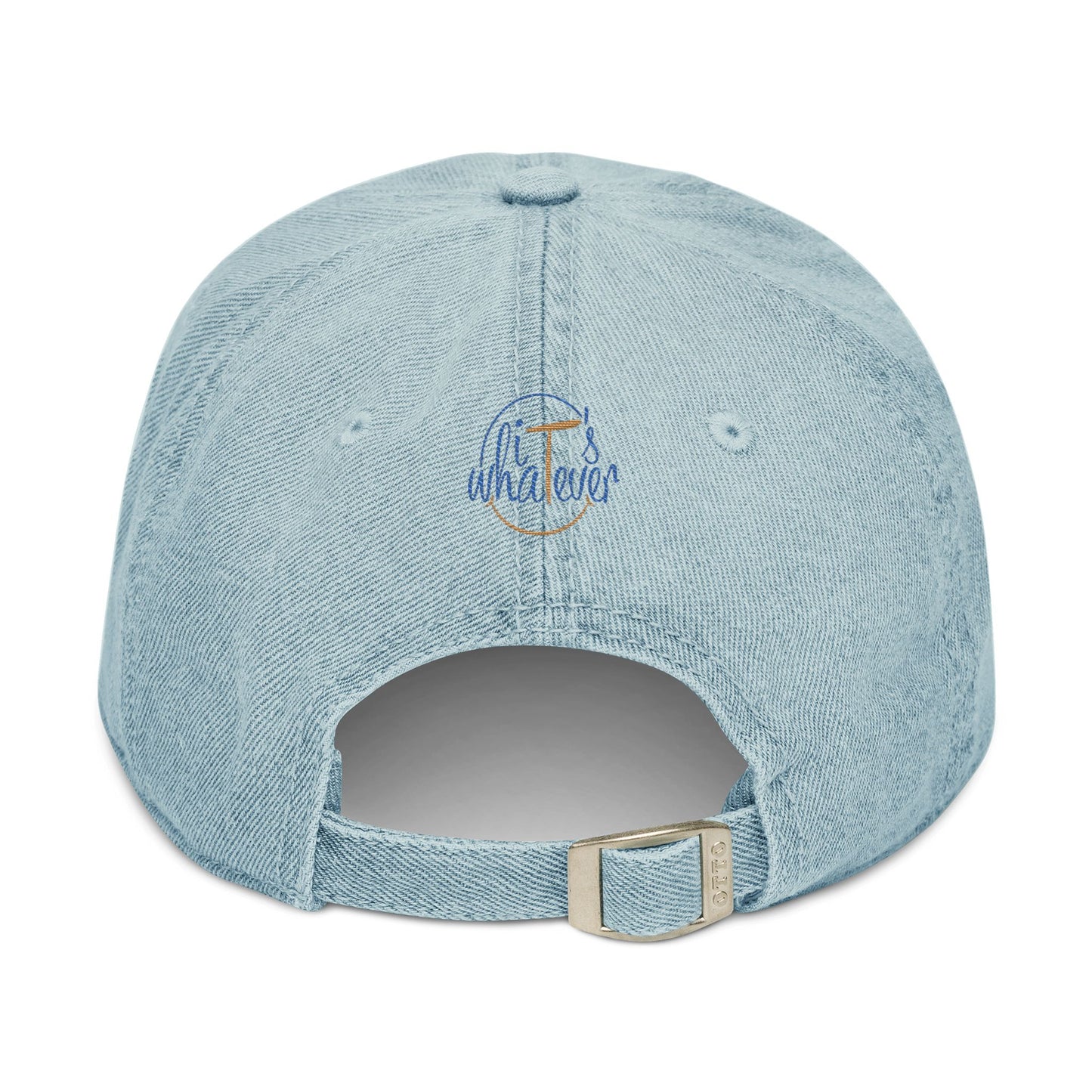 Black Denim Hat with 'Whatever' Embroidery