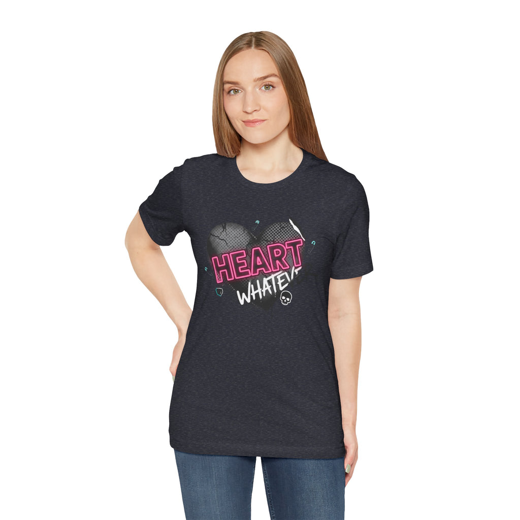 Heart Whatever T-Shirt — Edgy Pink & Black Graphic Tee