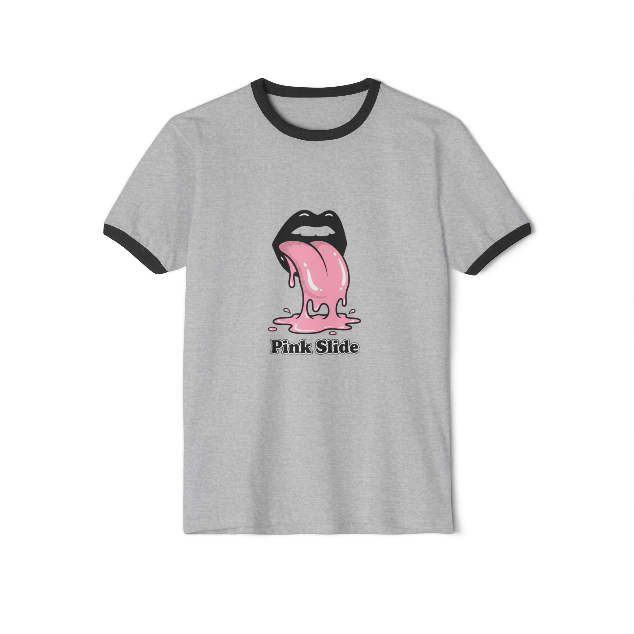 Pink Slide Ringer Tee - Retro Graphic Streetwear T-Shirt