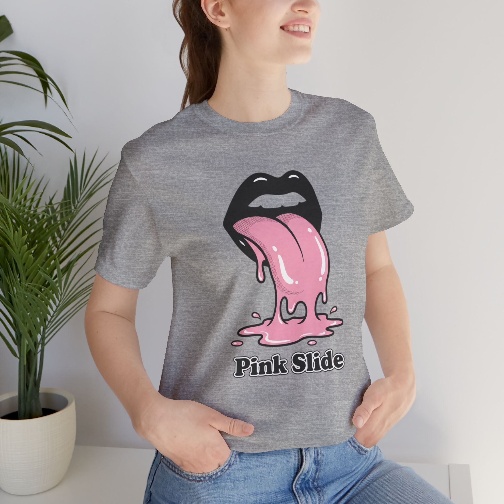 Pink Slide Graphic Tee - Retro Pop Streetwear T-Shirt