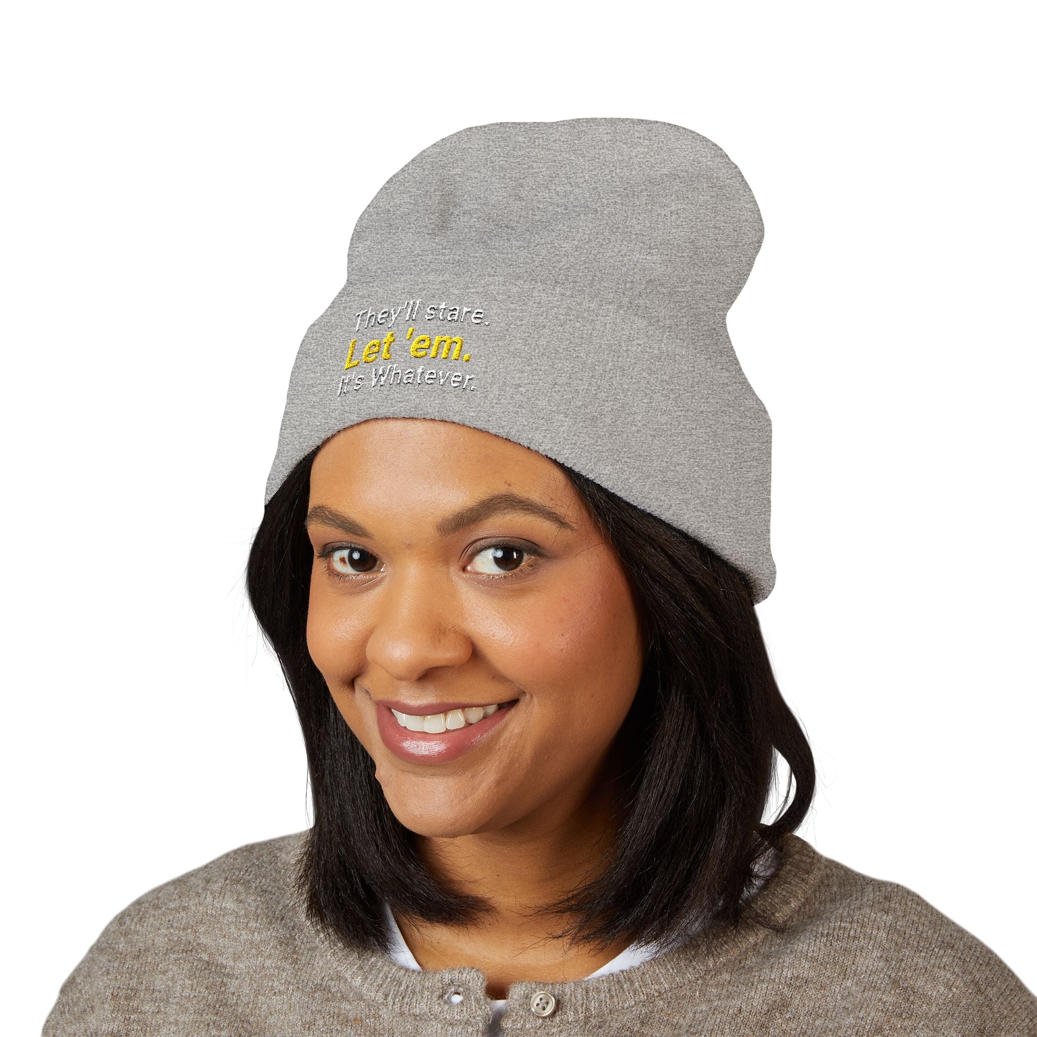 They'll Stare Embroidered Cuffed Beanie