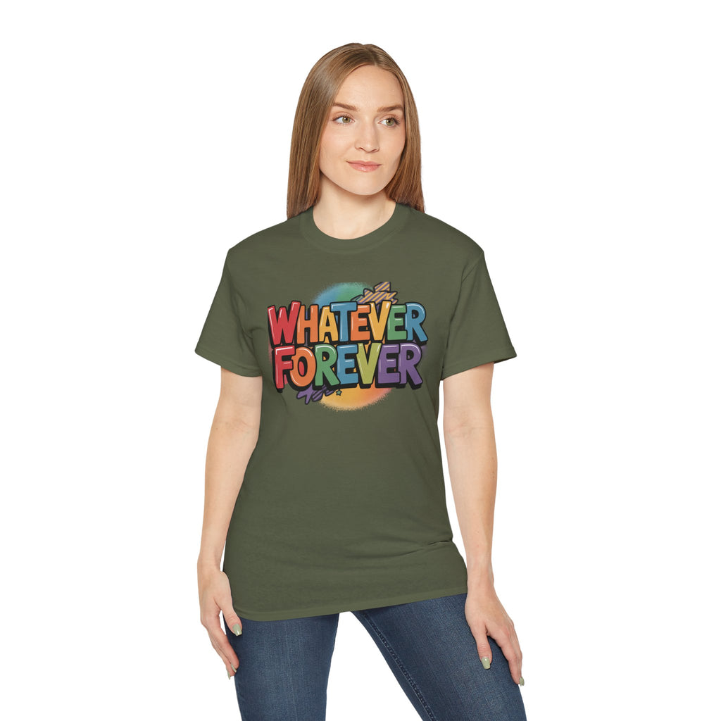Whatever Forever Graphic Tee — Retro Rainbow Casual T‑Shirt