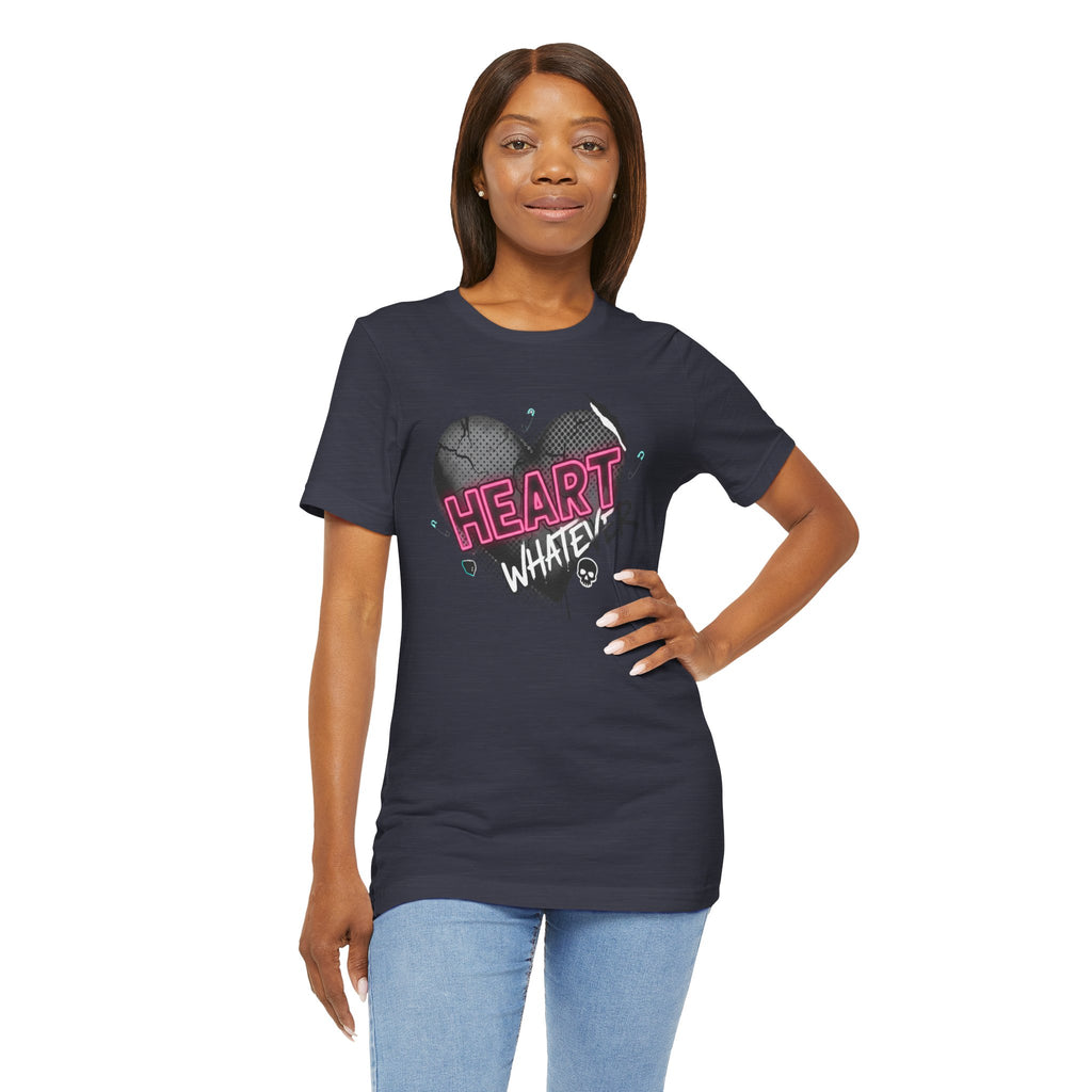 Heart Whatever T-Shirt — Edgy Pink & Black Graphic Tee