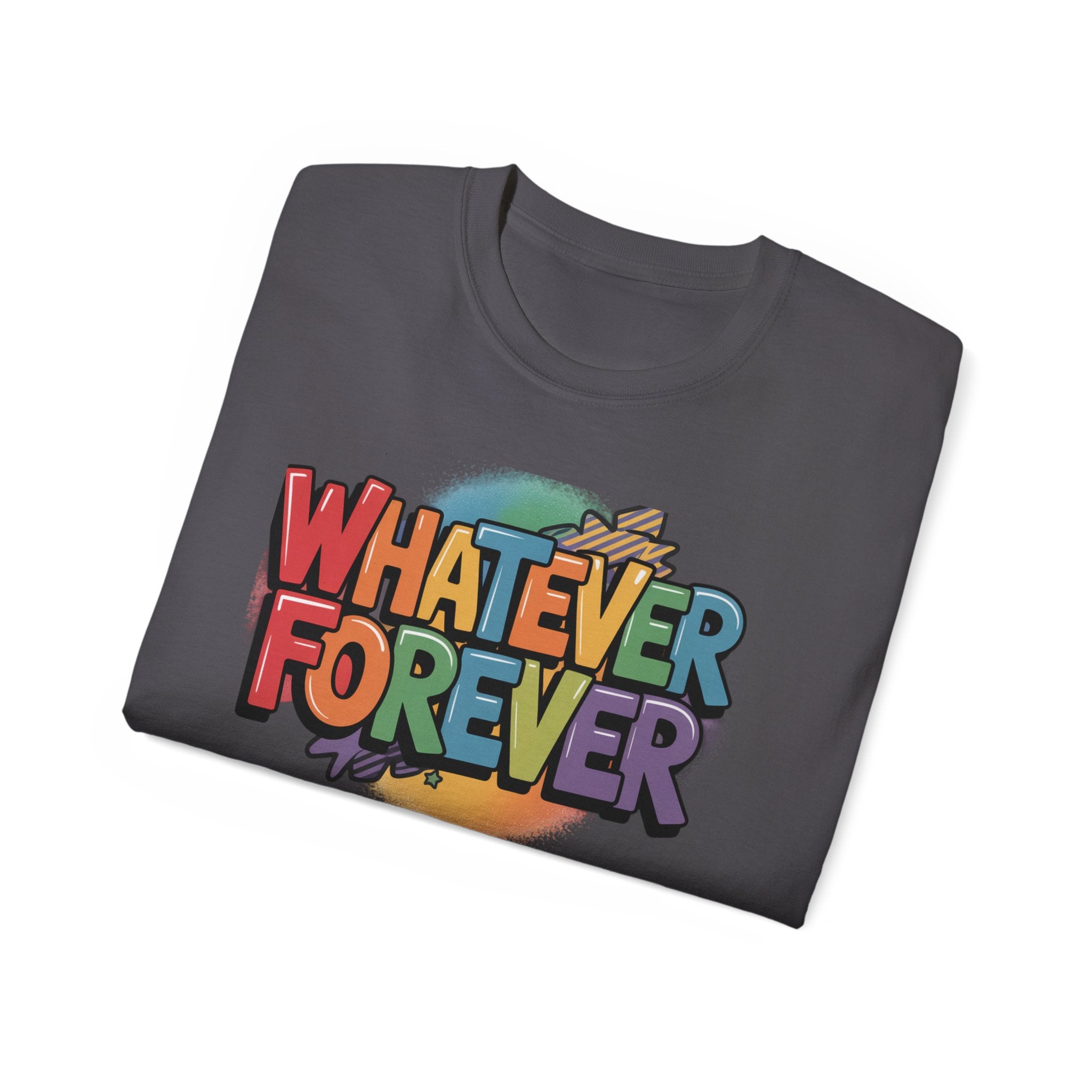Whatever Forever Graphic Tee — Retro Rainbow Casual T‑Shirt