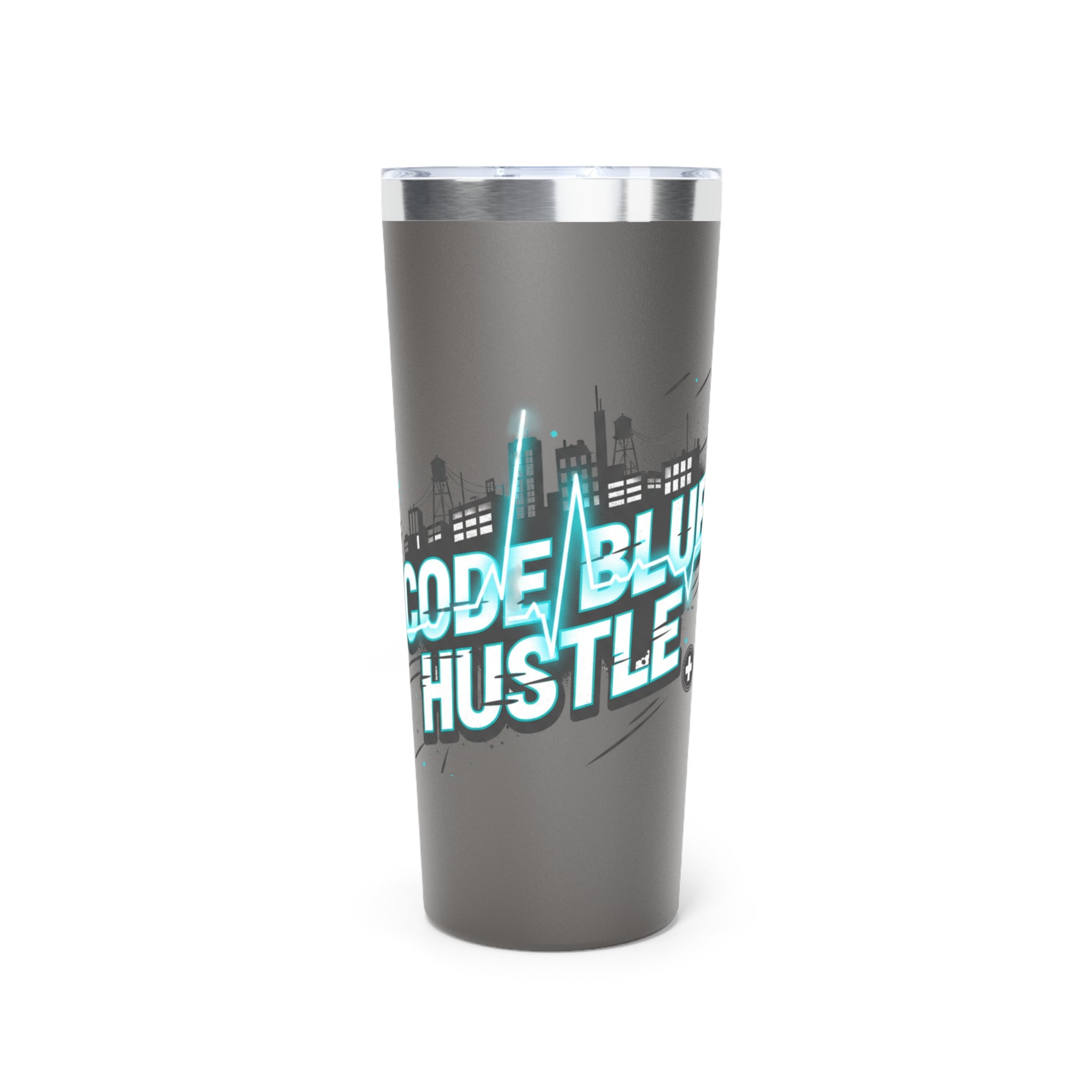 22oz Insulated Tumbler — “Code Blue Hustle” Neon City Travel Cup