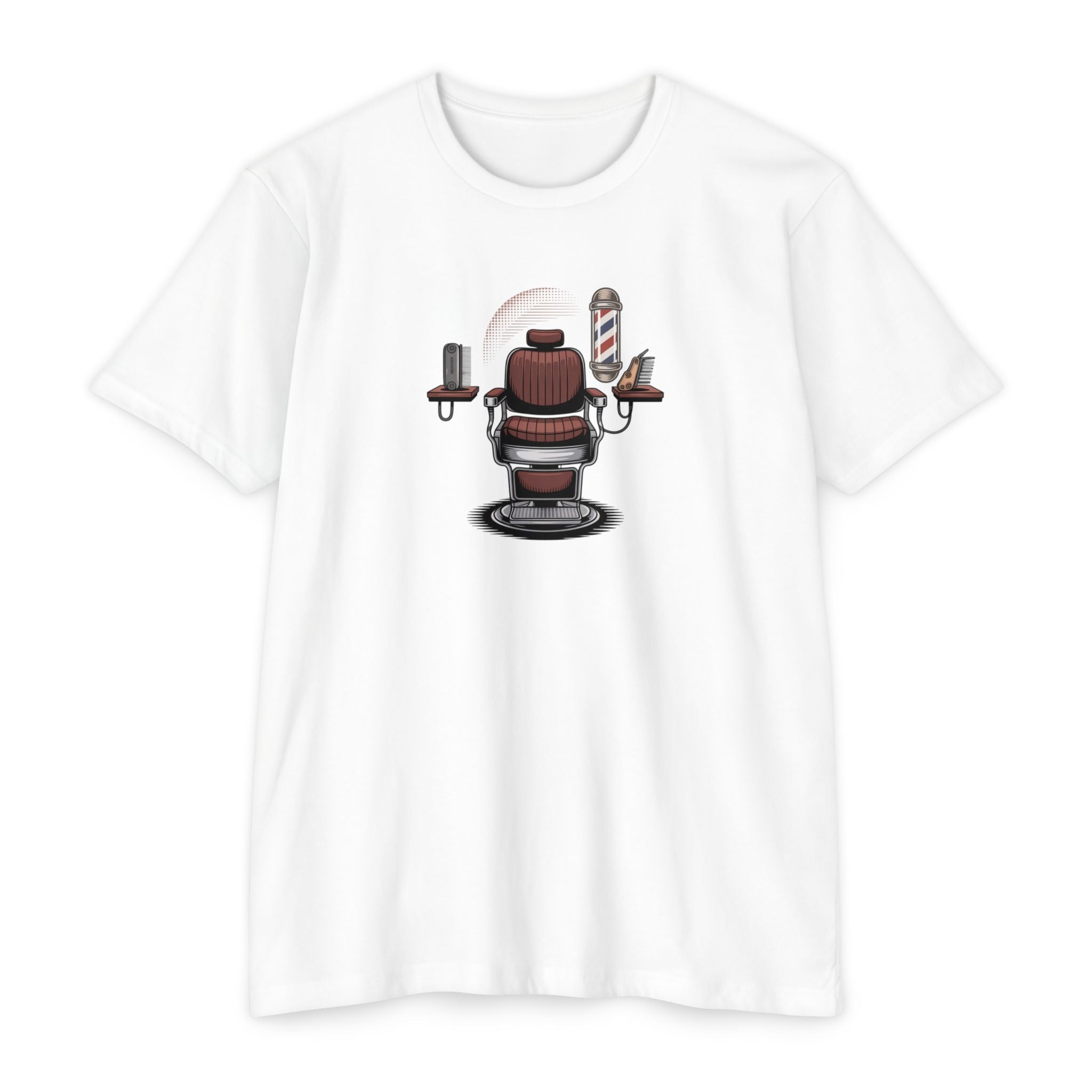 Barber Chair Graphic T‑Shirt — "Urban Edge Attitude" Back Print