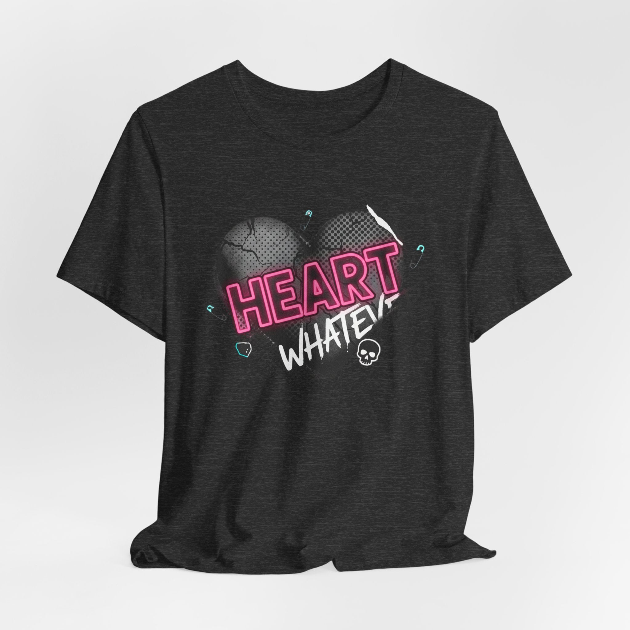 Heart Whatever T-Shirt — Edgy Pink & Black Graphic Tee