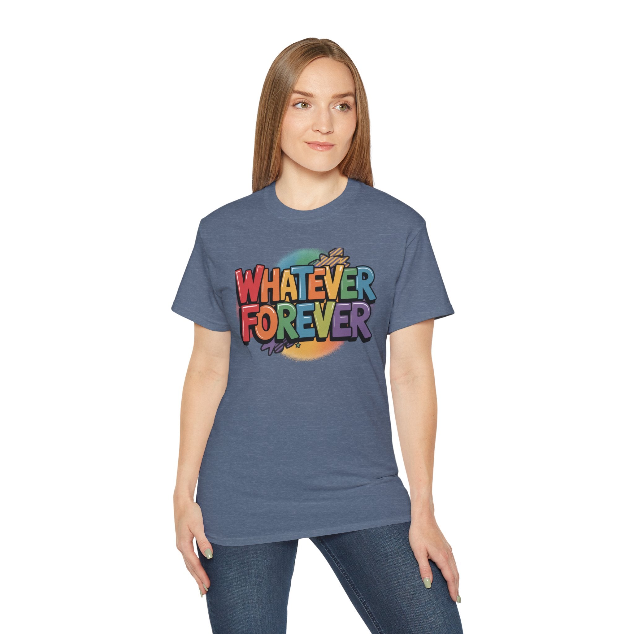 Whatever Forever Graphic Tee — Retro Rainbow Casual T‑Shirt