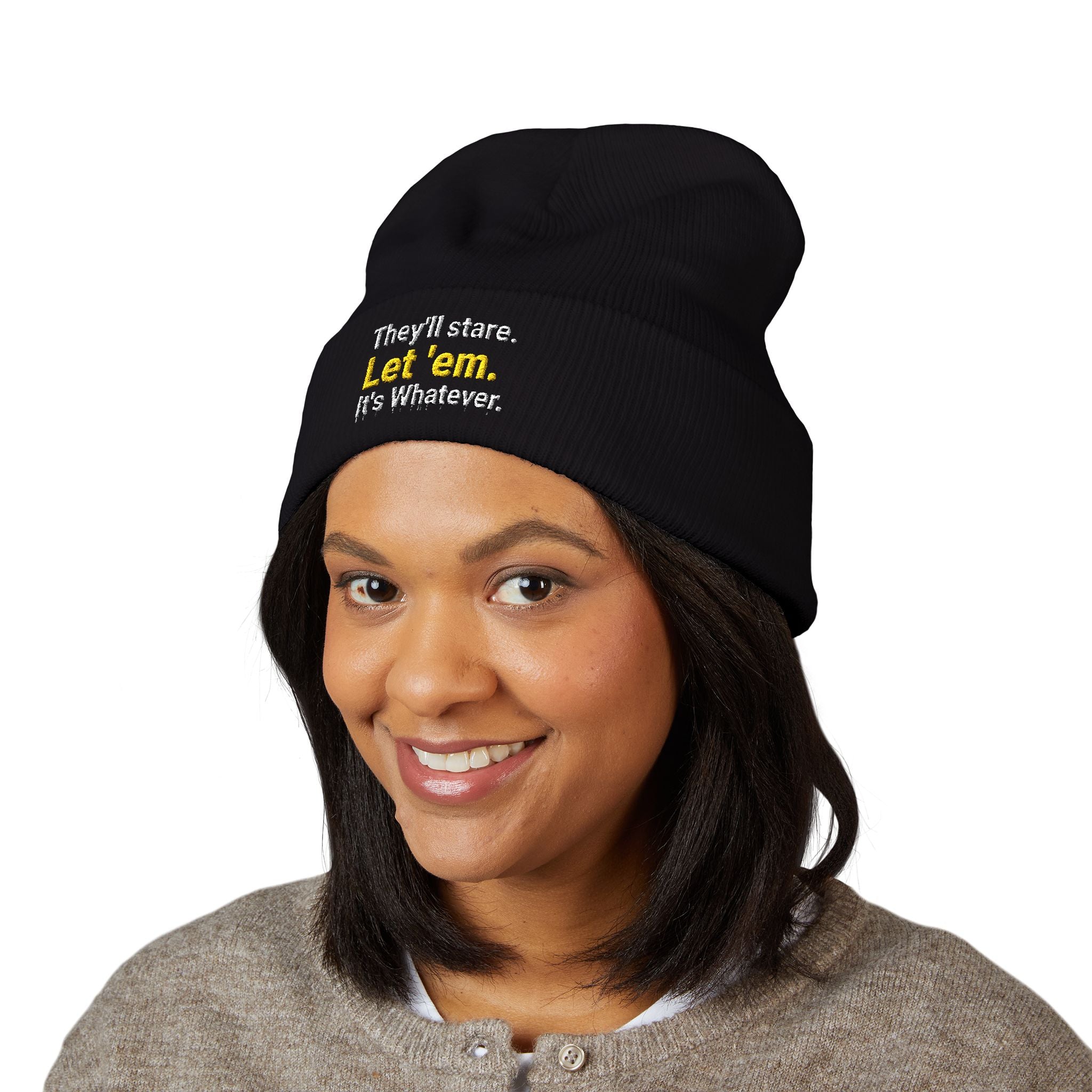They'll Stare Embroidered Cuffed Beanie