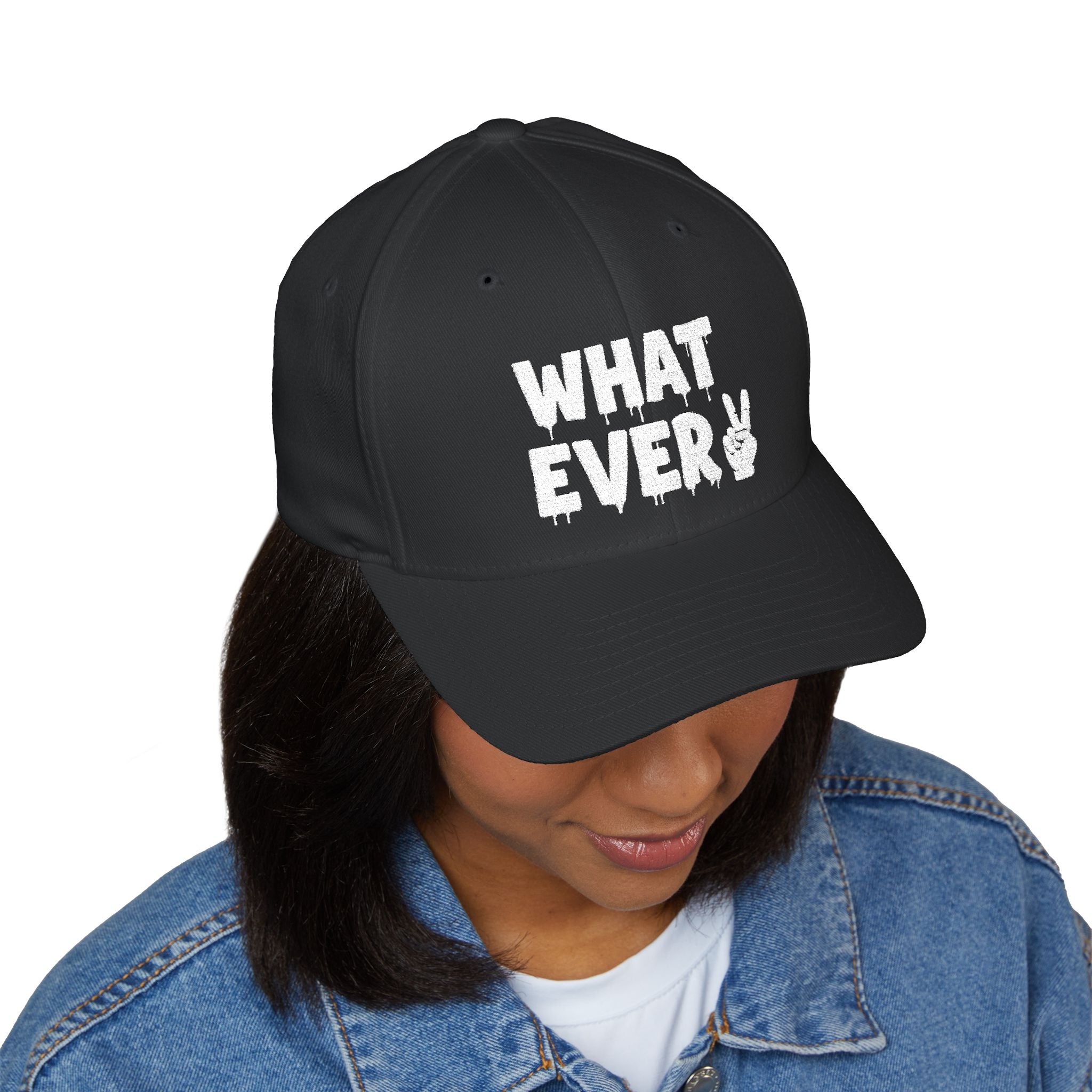 IT'S WHATEVER Embroidered Closed-Back Cap