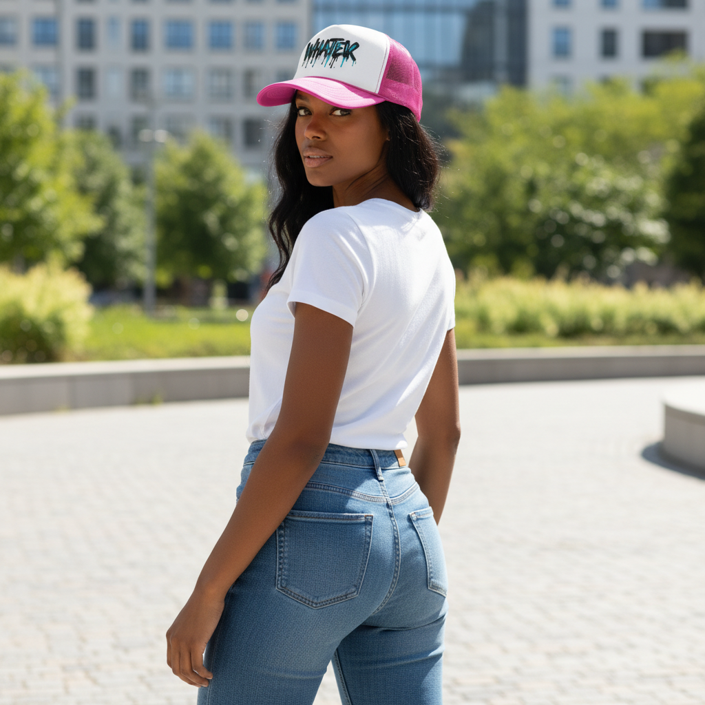Trucker Hat — "WHATEVER" Drip Graffiti Foam Cap
