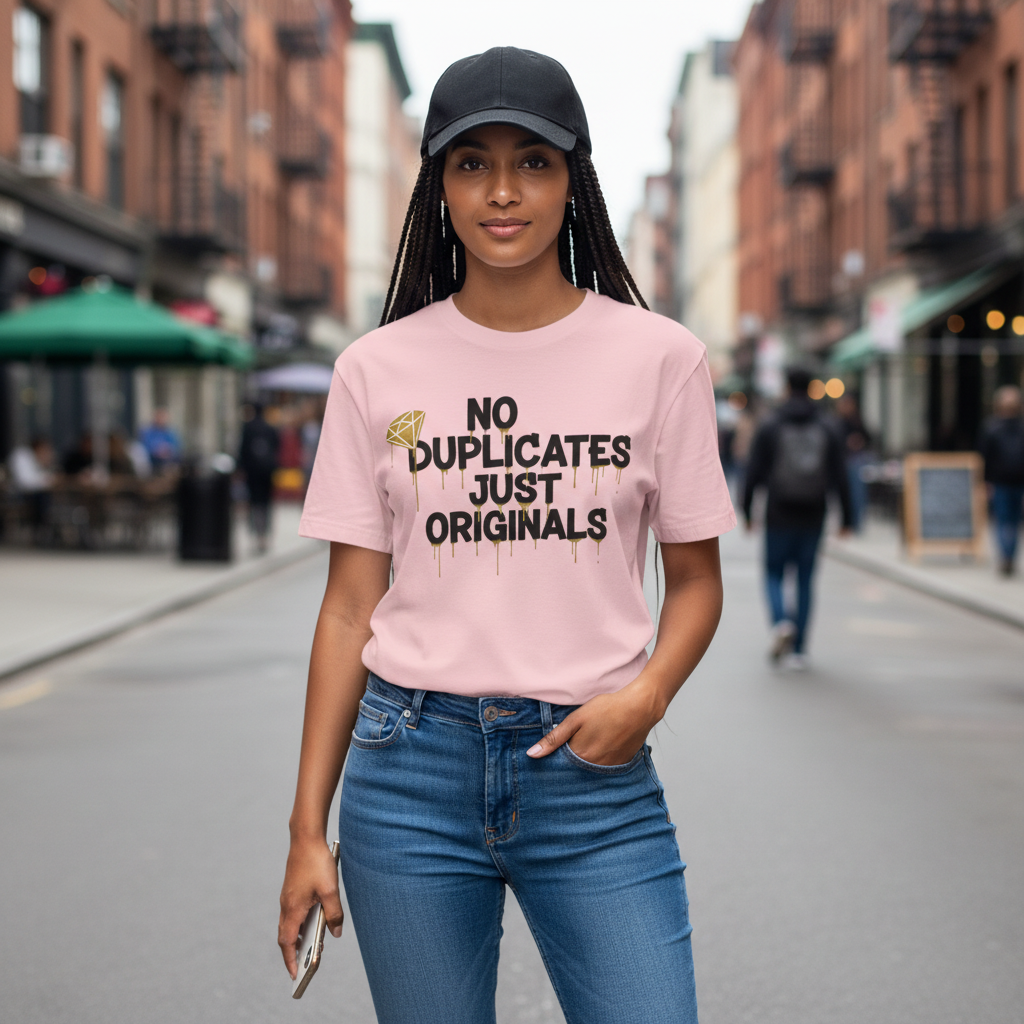 No Duplicates Just Originals T-Shirt — Bold Streetwear Graphic Tee
