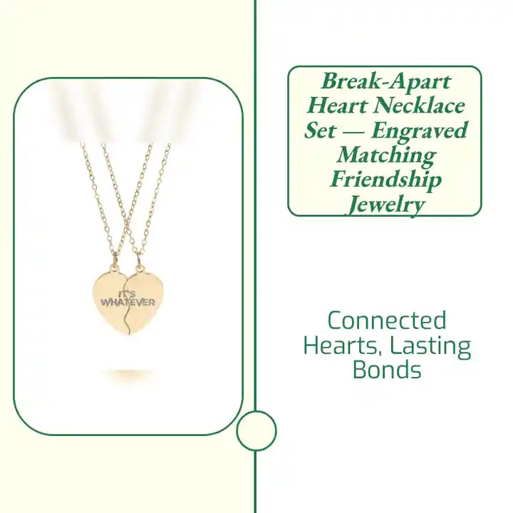 Break-Apart Heart Necklace Set &mdash; Engraved Matching Friendship Jewelry by@Outfy