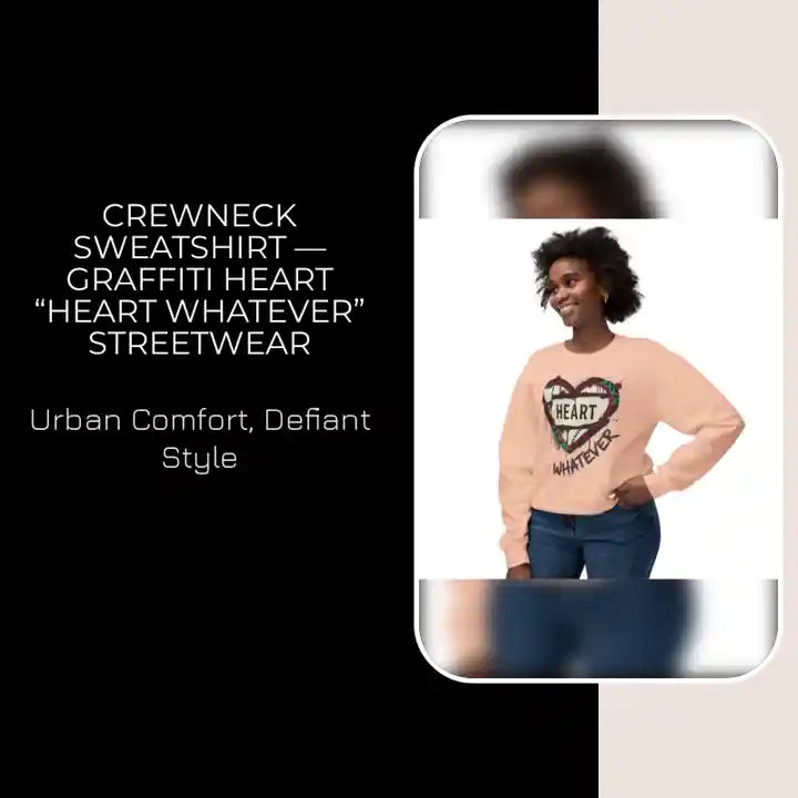 Crewneck Sweatshirt &mdash; Graffiti Heart &ldquo;Heart Whatever&rdquo; Streetwear by@Outfy