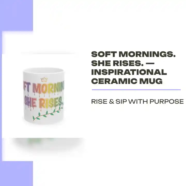 Soft Mornings. She Rises. &mdash; Inspirational Ceramic Mug by@Outfy
