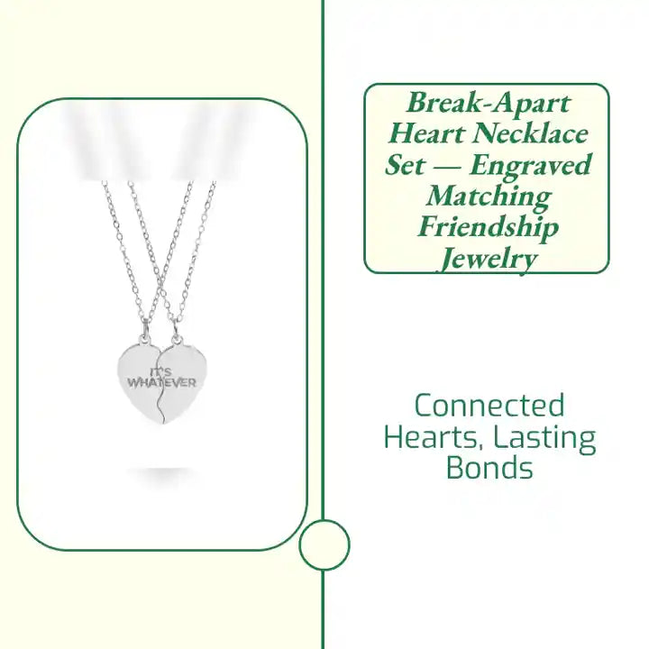 Break-Apart Heart Necklace Set &mdash; Engraved Matching Friendship Jewelry by@Outfy