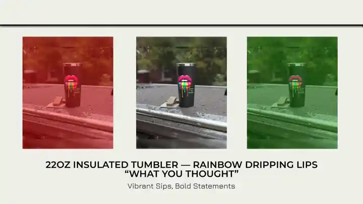 22oz Insulated Tumbler &mdash; Rainbow Dripping Lips &ldquo;What You Thought&rdquo; by@Outfy